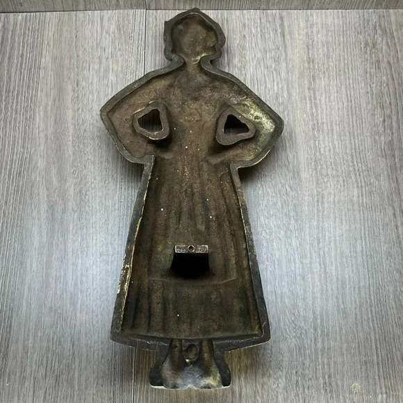 VTG Sheffield Solid Brass Dutch Boy and Girl Cast Iron Pair Andirons Gold - Picture 8 of 10